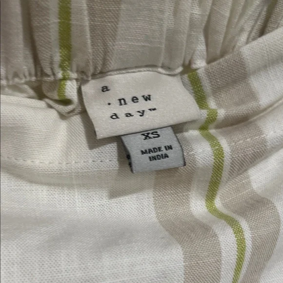 a new day Cream Midi Skirt with Pale Green and Beige Stripes - Picture 2 of 4